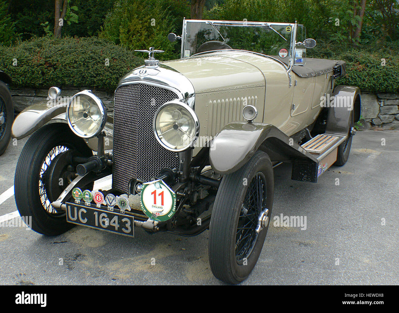The 1928 4.5 Ltr Bentley is a classic British sports car that was part of the International Vintage Bentley Tour in New Zealand. Known for its elegant design and performance, it remains a sought-after vehicle among car collectors and enthusiasts. Stock Photo