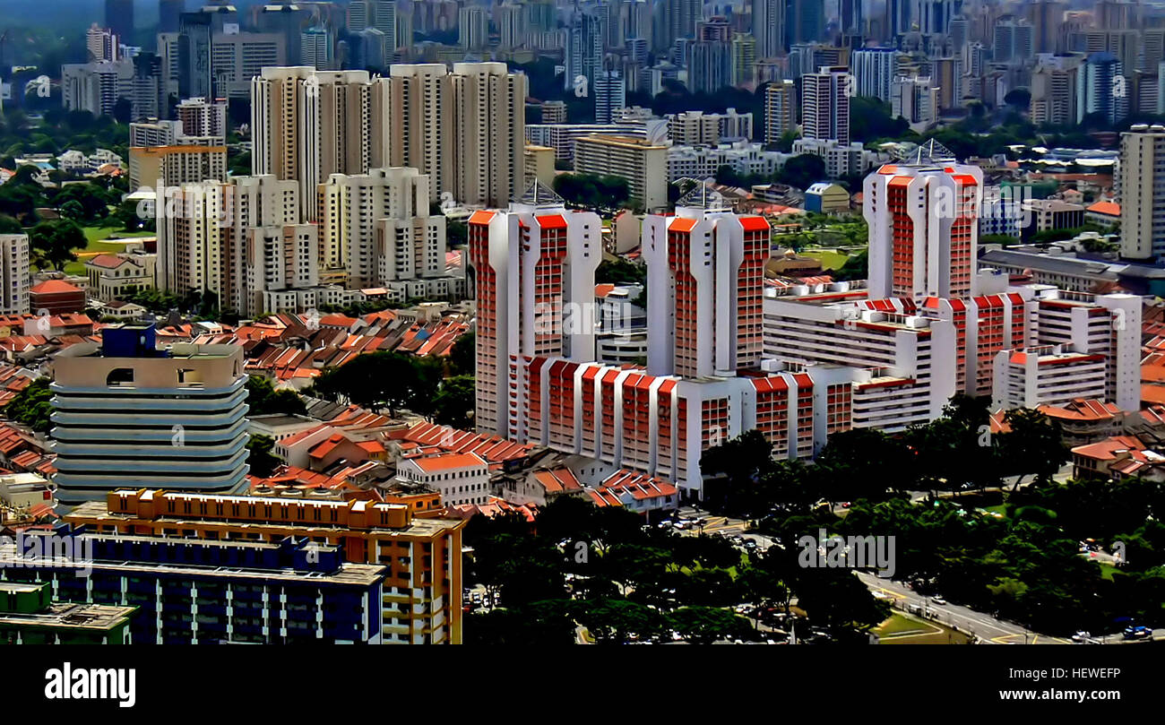 Singapore features vibrant and colorful buildings in its urban ...
