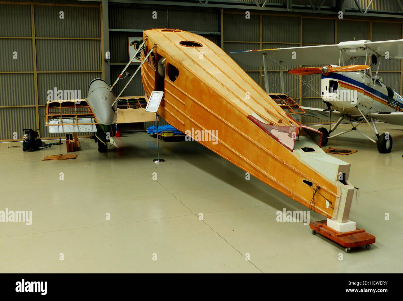 We specialise in the manufacturing and restoration of de Havilland and vintage aircraft.  Croydon Aircraft Company was established in 1986 by Colin and Maeva Smith, as a restoration facility for wood and fabric type 1920-30's aeroplanes based on the Old Mandeville Airfield, 10 minutes from Gore. The airfield was first used in 1921 - home to Avro 504K's and early DH Moths. It was part of Maeva's family farm and remains so today. The old original wooden T-hangar still stands on its original site and is still home to a de Havilland Moth. With orders to rebuild two DH Tiger Moth vintage aircraft,  Stock Photo