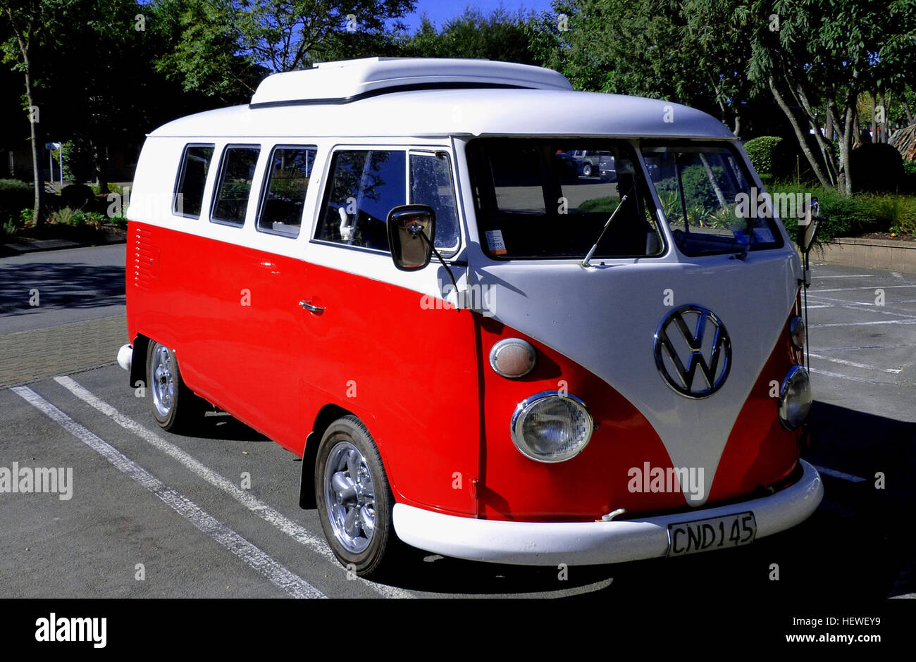 The Volkswagen Type 2, known officially (depending on body type) as the Transporter, Kombi or Microbus, or, informally, as the Bus (US) or Camper (UK), is a panel van introduced in 1950 by the German automaker Volkswagen as its second car model. Following - and initially deriving from Volkswagen's first model, the Type 1 (Beetle) - it was given the factory designation Type 2. Stock Photo