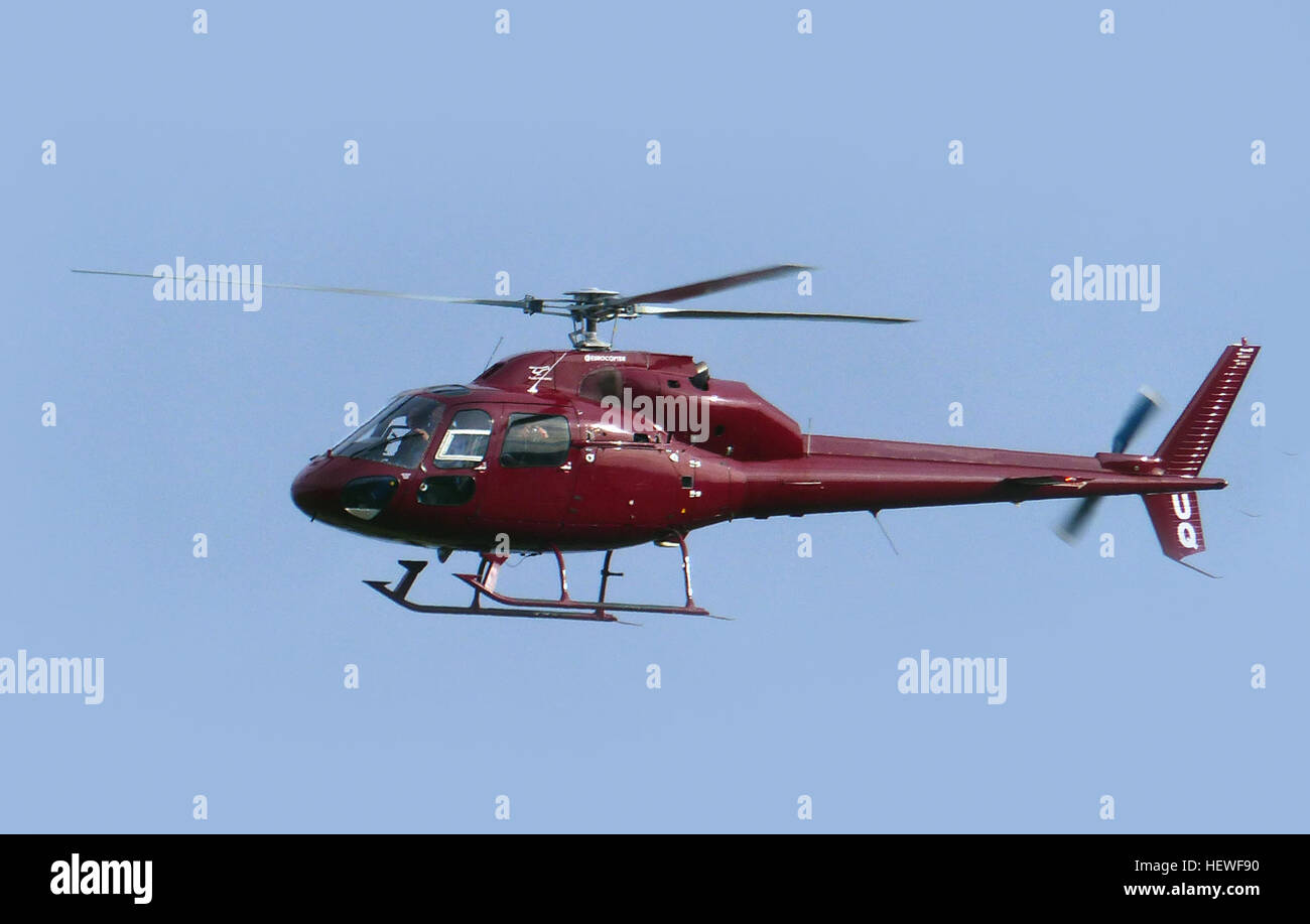 The Eurocopter (now Airbus Helicopters) AS355 Ecureuil 2 (Twin Squirrel) is a twin-engine light helicopter originally manufactured by Aérospatiale in France (later part of Eurocopter Group, now Airbus Helicopters). The AS355 is marketed in North America as the TwinStar. Stock Photo
