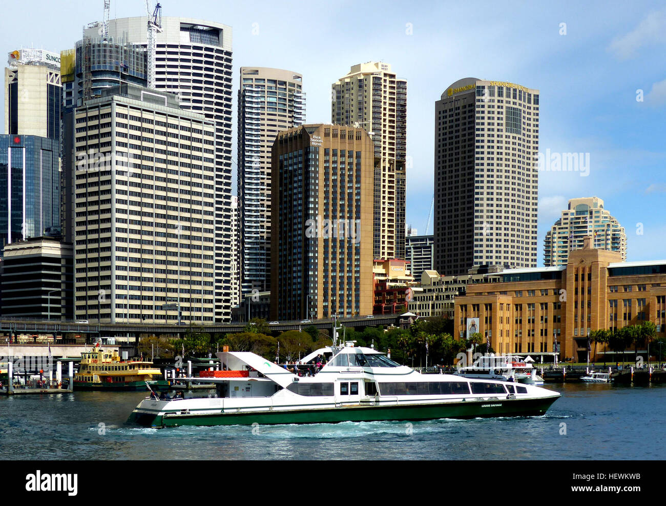 The '''Sydney RiverCats''' are a class of catamaran+s operated by Harbour City Ferries on the Parramatta River+.  Between 1992 and 1995, the State Transit Authority purchased seven RiverCats from NQEA Australia, Cairns+ to operate Parramatta River services+. They replaced First Fleet class ferries on the Circular Quay+ to Meadowbank serice, as well as allowing services to be extended to Parramatta wharf from 1993. They were named after famous Australian female athletes. Stock Photo