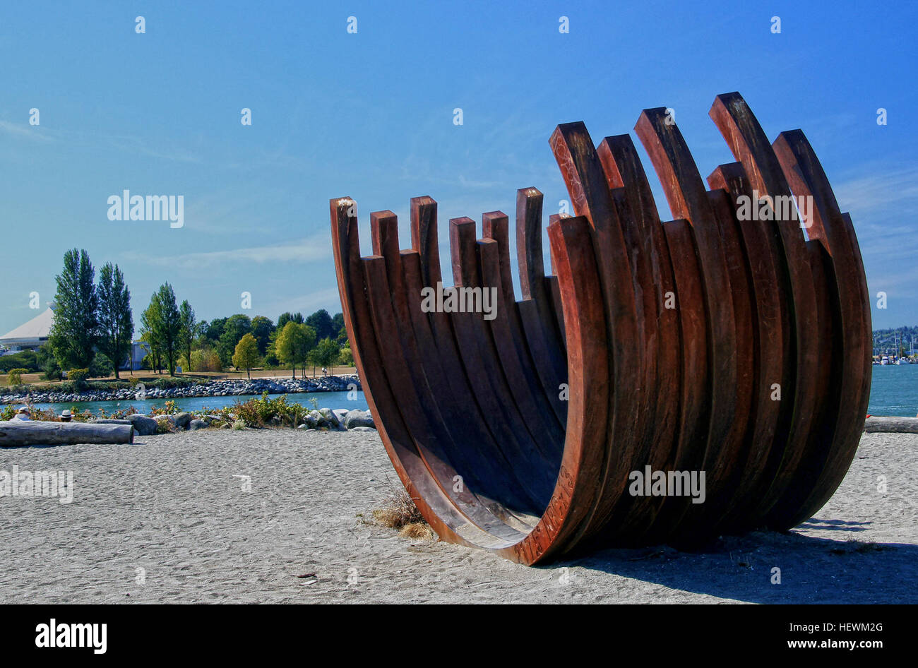 This photograph captures the public art installation 'Rusty Ribs' at ...