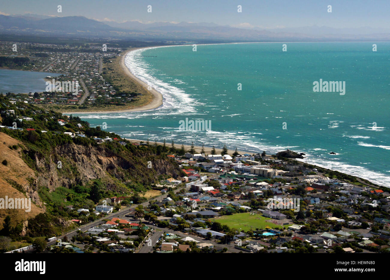 Sumner is a coastal seaside suburb of Christchurch, New Zealand and was surveyed and named in 1849 in honour of John Bird Sumner, the then newly appointed Archbishop of Canterbury and president of the Canterbury Association. Stock Photo