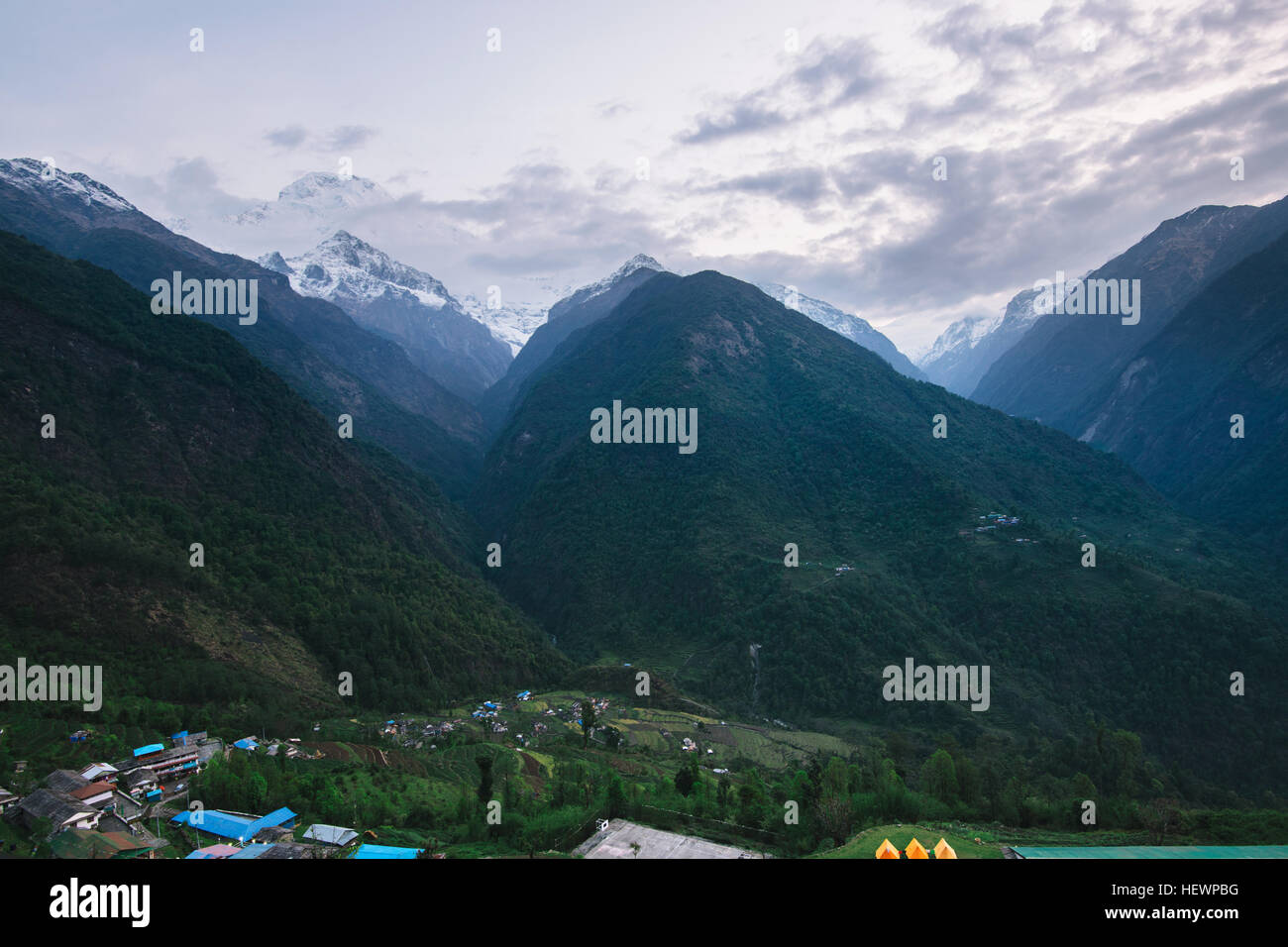 Chomrong Village Area, ABC trek (Annapurna Base Camp trek), Nepal Stock Photo
