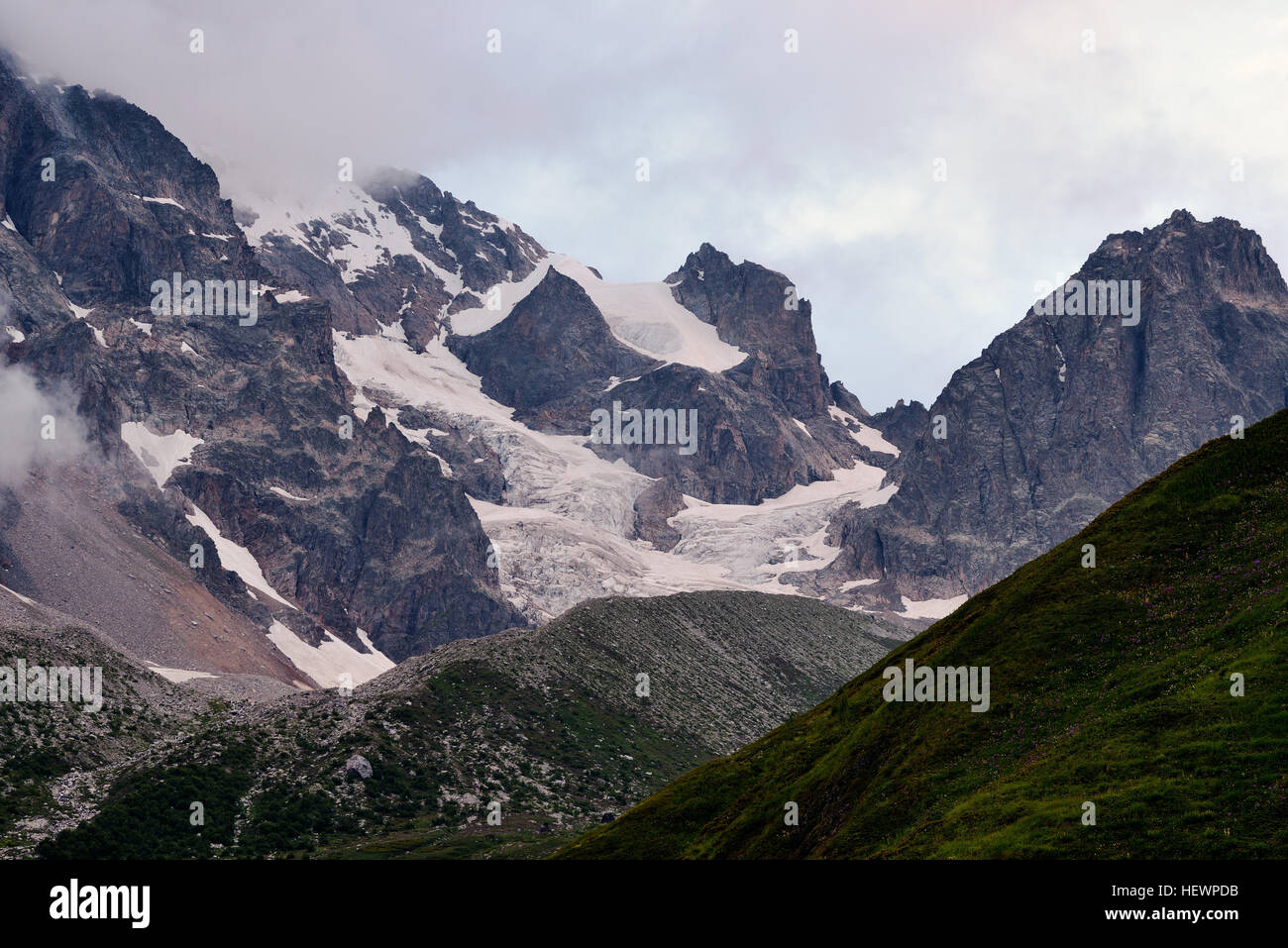 Snowcapped mountains, Caucasus, Svaneti, Georgia Stock Photo