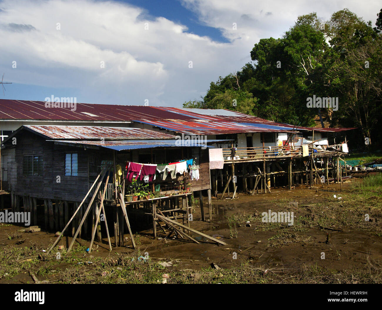ication (,),Asia,Brunei,Kampong Ayer,Water village,WaterTaxi,povety Stock Photo