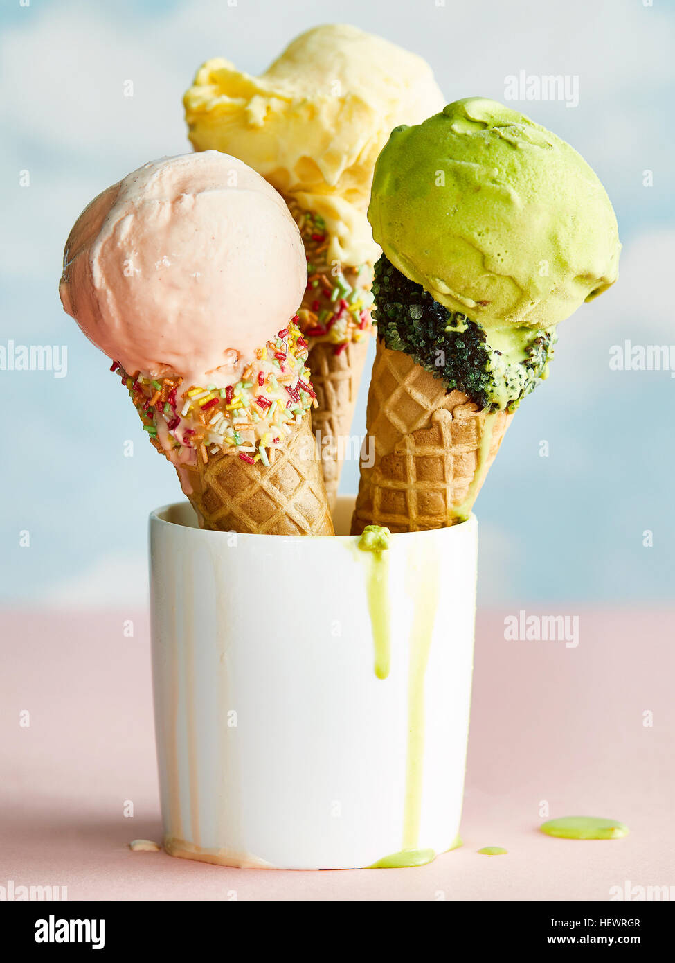 Ice-cream cones in holder Stock Photo
