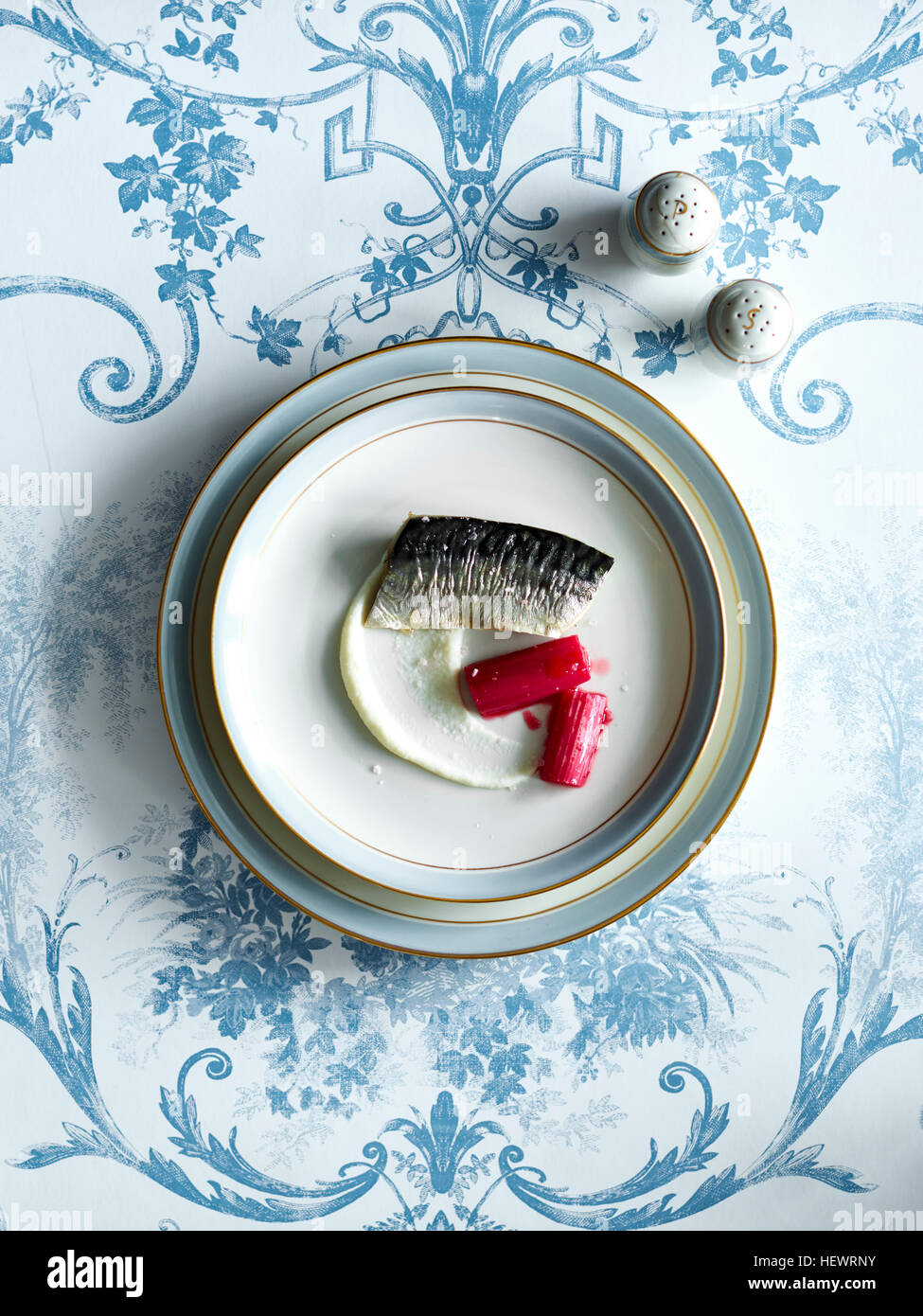 Nouvelle cuisine fish dish Stock Photo