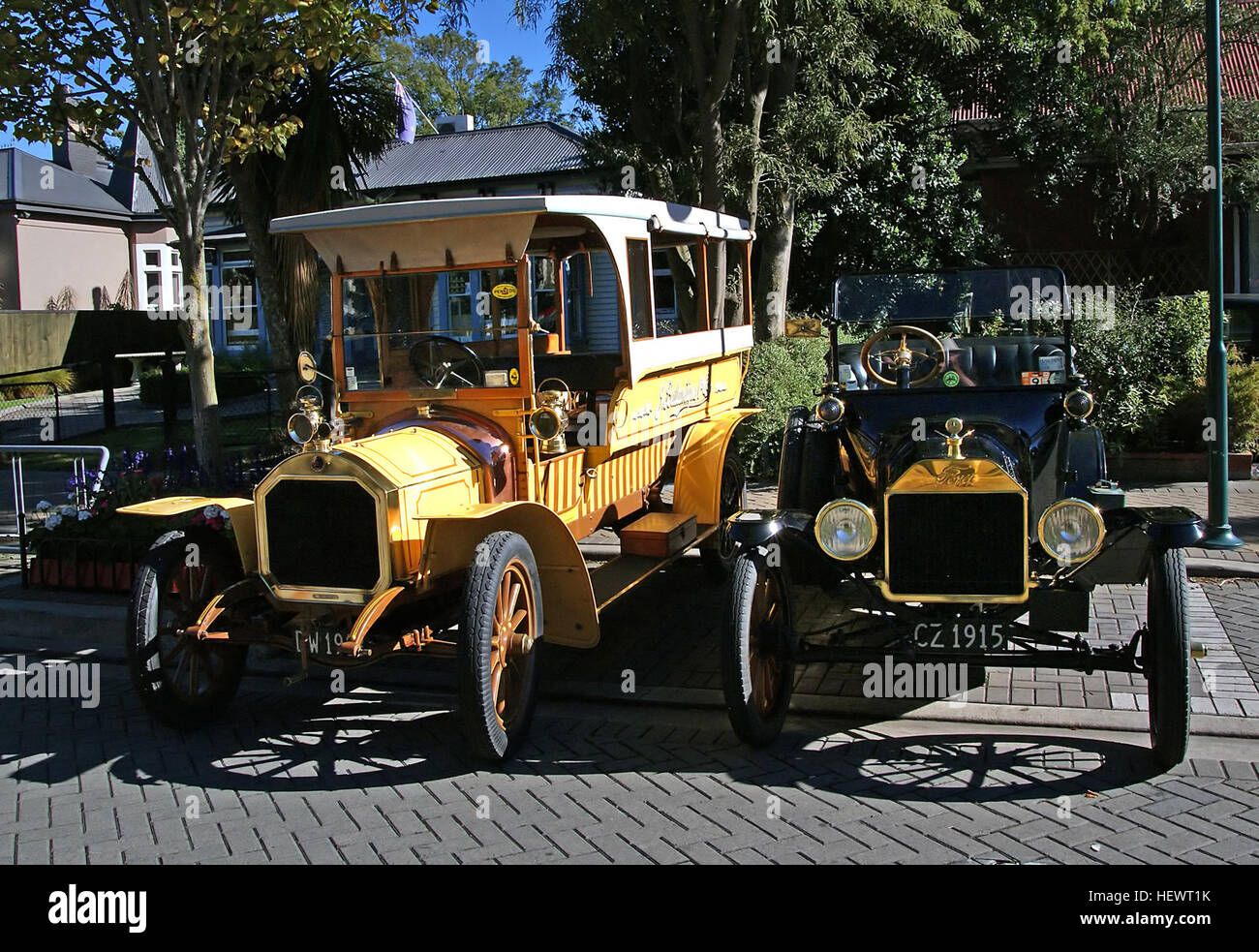 This vintage car show highlights classic cars such as the 1913 Unic and the Model T Ford, key symbols of early 20th-century automotive history. The event celebrates the evolution of automobile design and the lasting legacy of these iconic vehicles in the history of motor transportation. Stock Photo