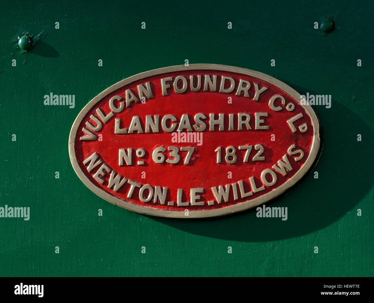The Vulcan Foundry was a renowned British locomotive manufacturer located in Newton-le-Willows, Lancashire, specializing in railway engine production during the 19th and 20th centuries. Stock Photo
