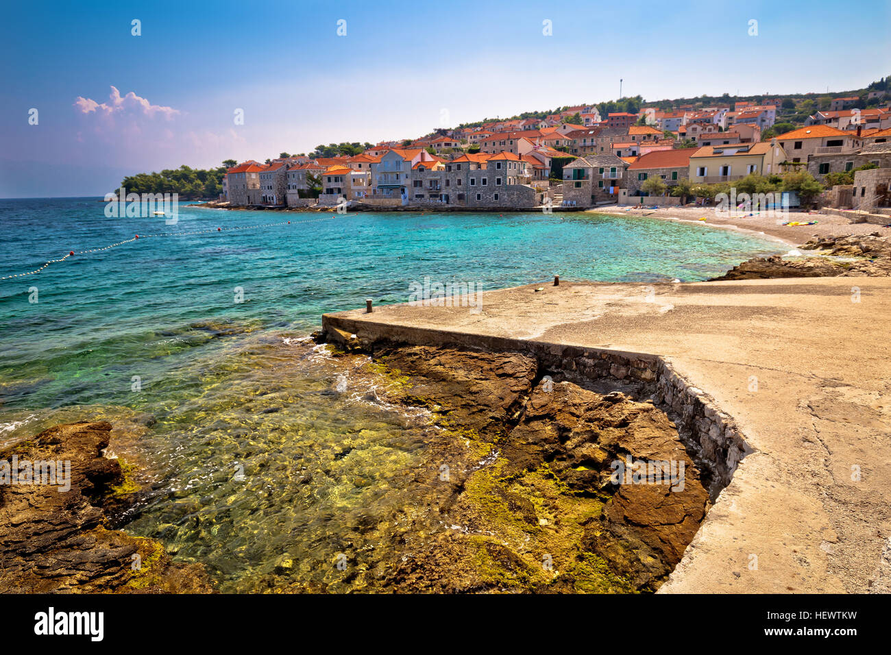 Village of Postira on Brac island, Dalmatia, Croatia Stock Photo
