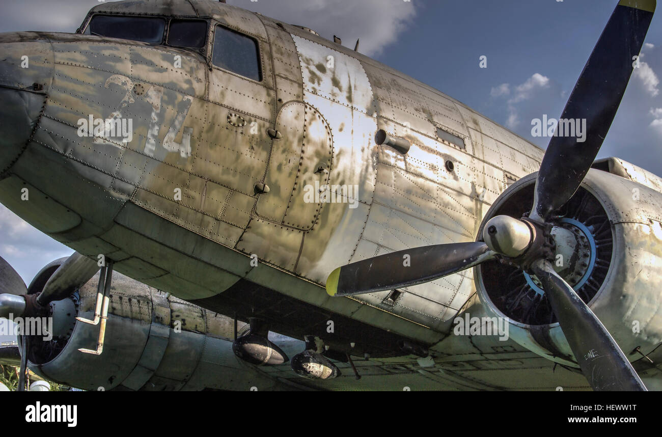 The Belgrade Aviation Museum, Serbia - The Douglas C-47B Skytrain (DC-3 Dakota) transport aircraft Stock Photo