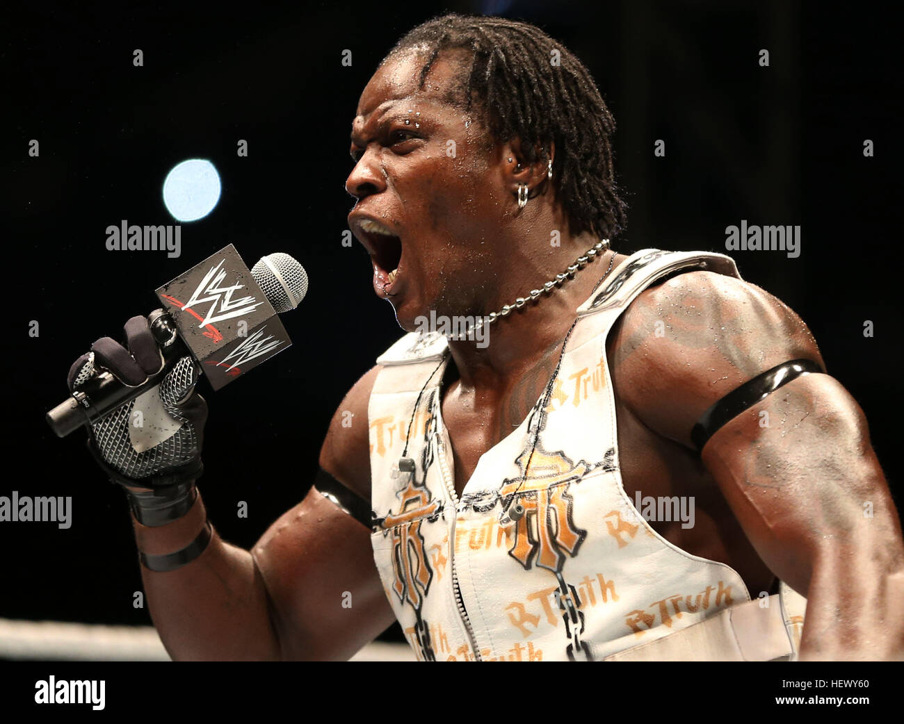 DURBAN, SOUTH AFRICA - AUGUST 01: R-Truth during the WWE World Tour 2013 at Westridge Park Stadium on August 01, 2013 in Durban, South Africa. (Photo Stock Photo