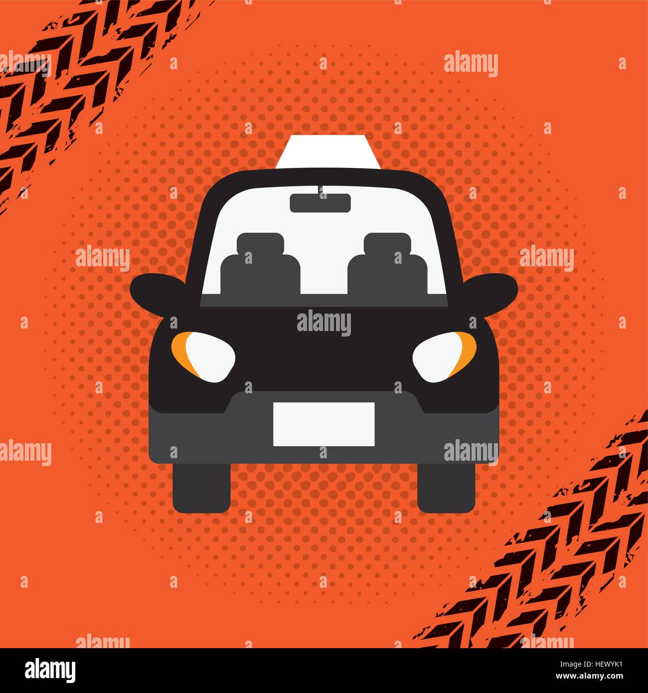 taxi car vehicle icon over orange background. colorful design. vector ...