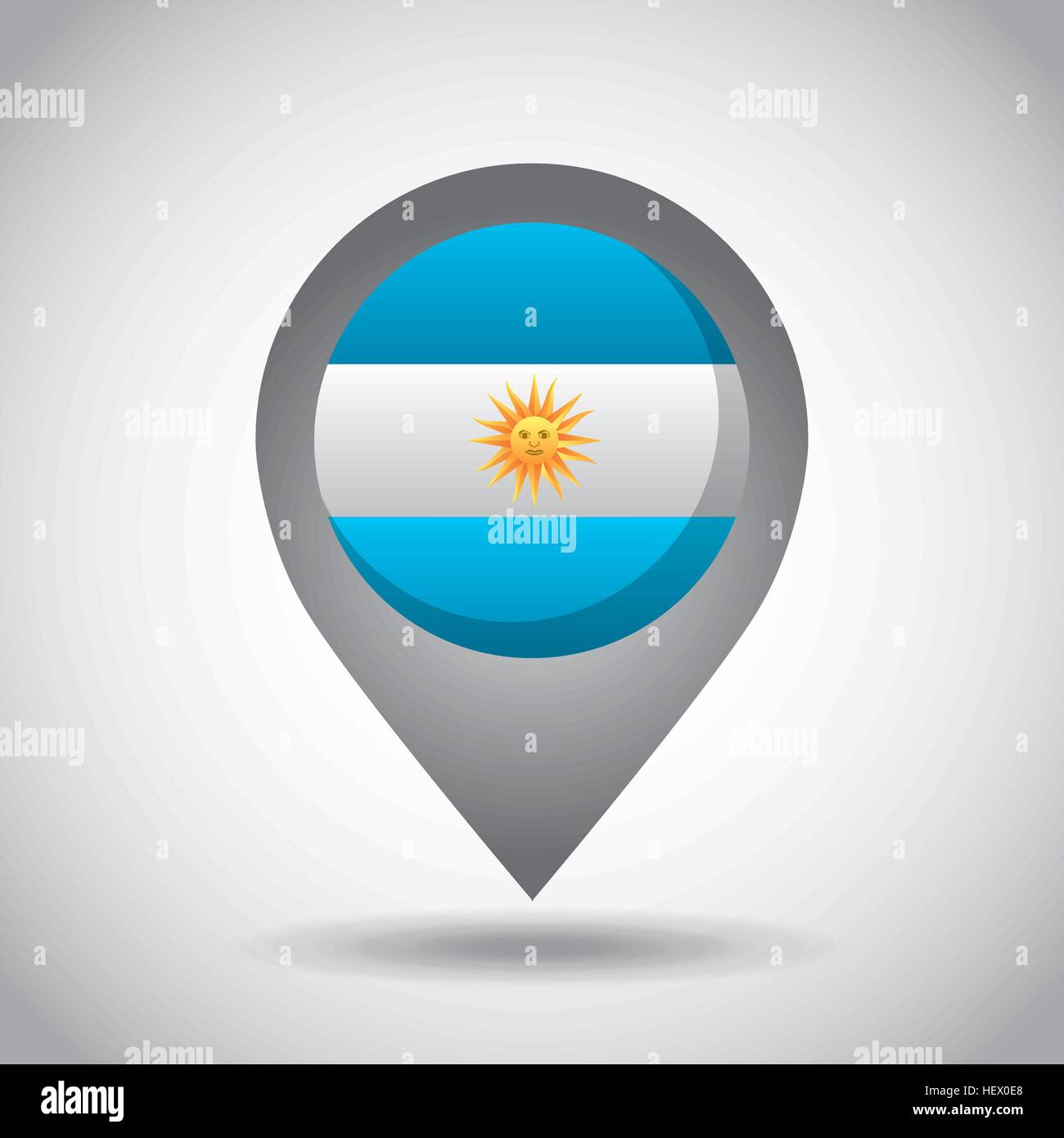 argentina country flag pin icon over white background. colorful design ...