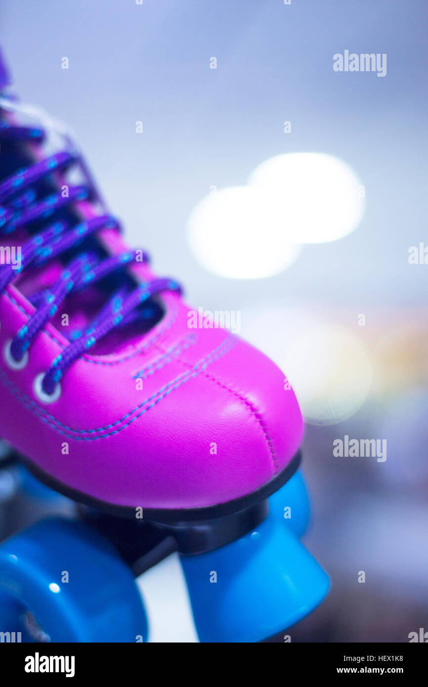 Childrens quad skate rollerskates in skate store in shop window display