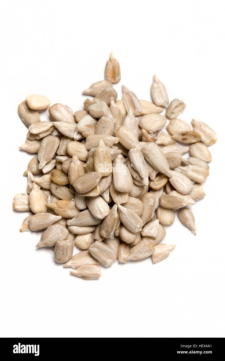 Unshelled sunflower seeds isolated on white background Stock Photo Alamy