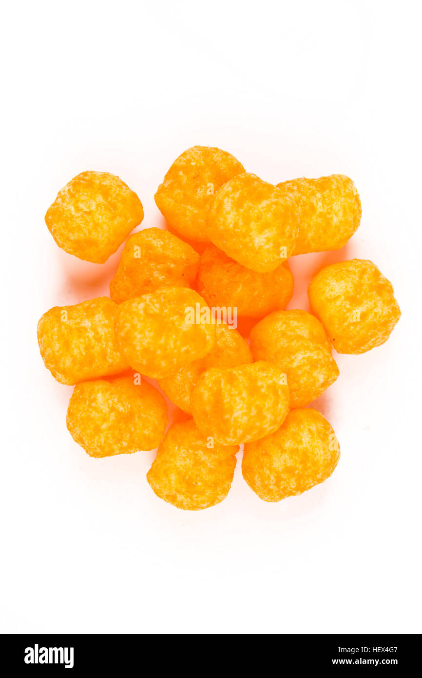 Cheese puff balls isolated on white background Stock Photo Alamy