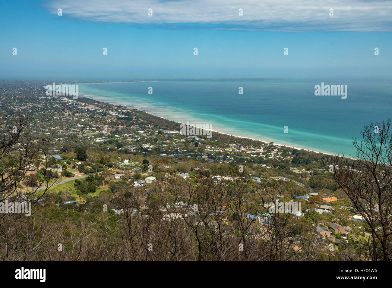 Port Phillip Bay from Arthur's Seat, Rosebud, Victoria, Australia Stock Photo