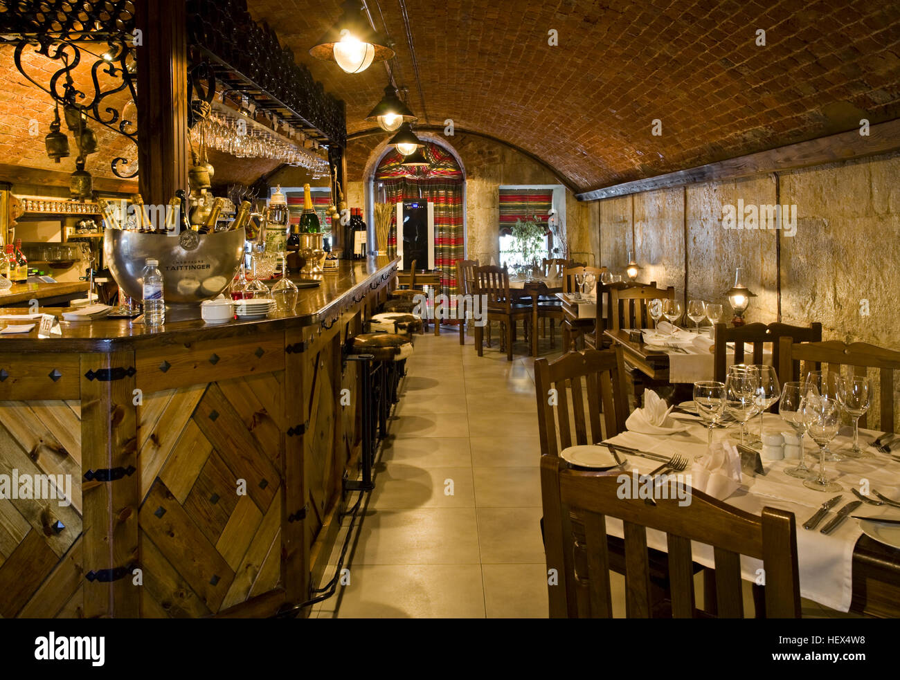 Restaurant interior in Gibraltar Stock Photo
