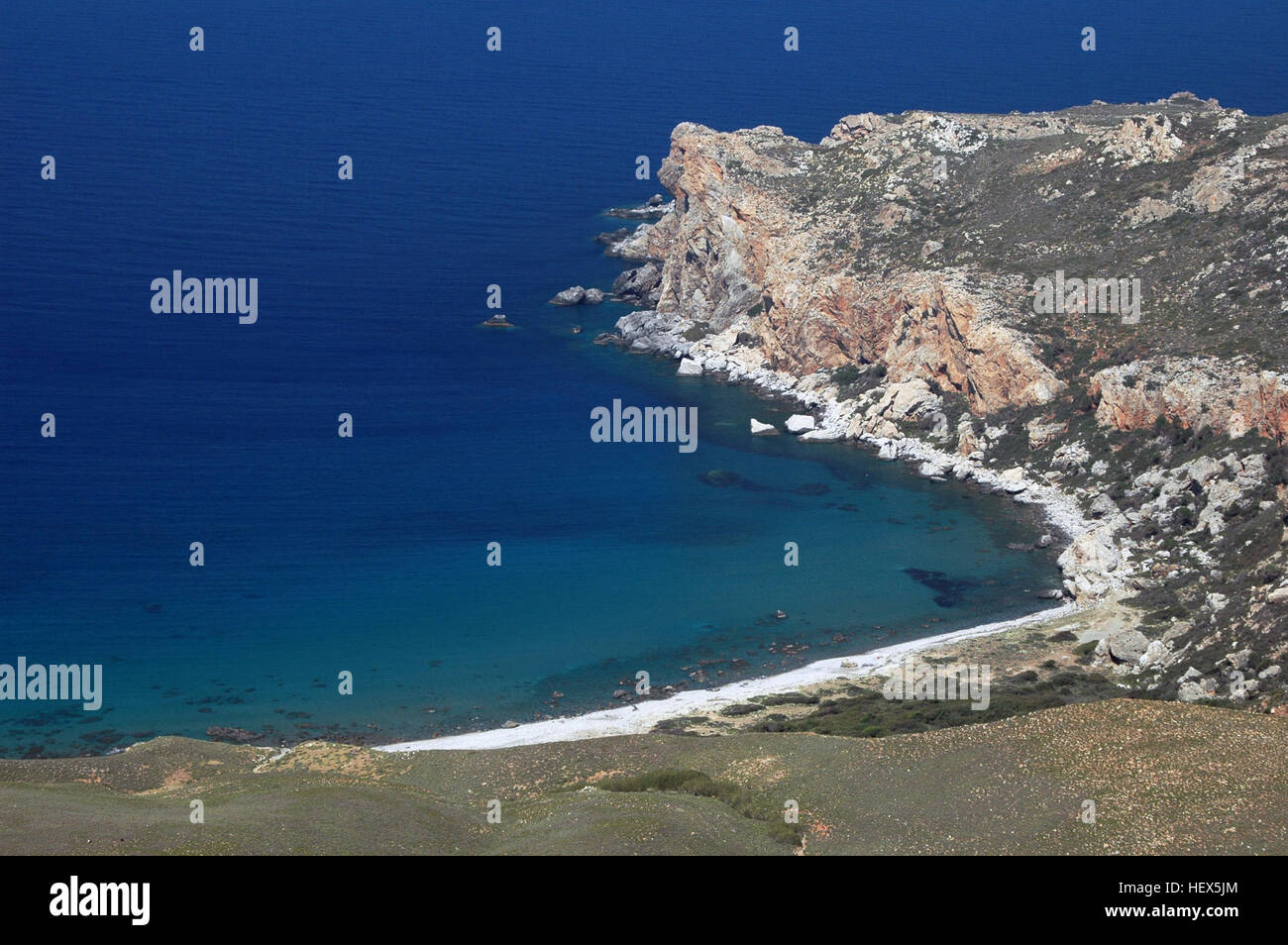 Kokkina Gremma Bay and headland near Sfinari, Chania, Crete, Greece Stock Photo