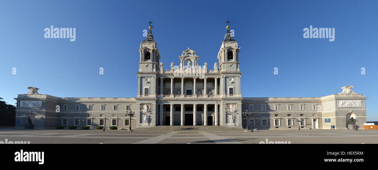 Panorama shot of the Catedral de Santa María la Real de la Almudena, Madrid, Spain Stock Photo