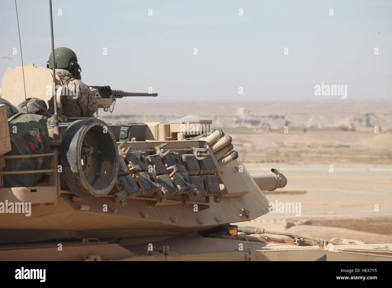 A U.S. Marine Corps M1A1 Abrams Tank with 1st Tank Platoon, Delta Company, 1st Tank Battalion