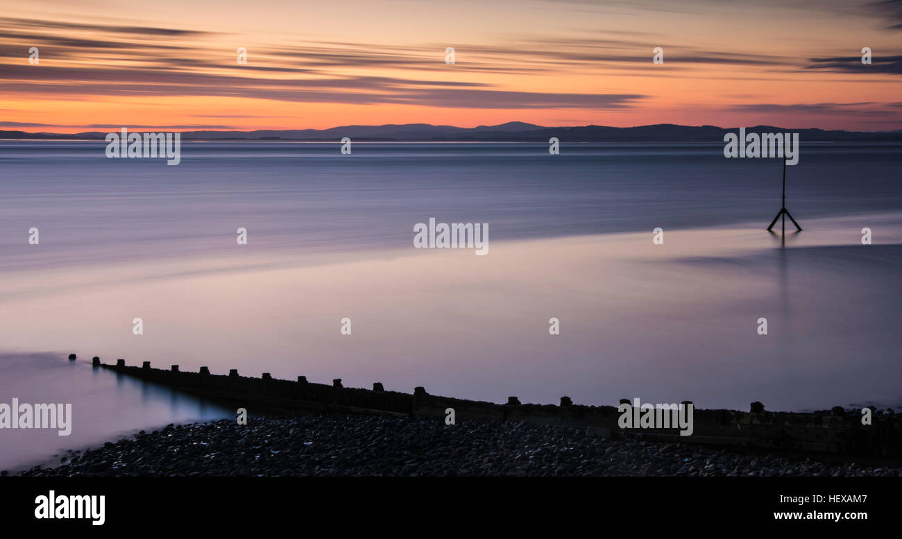 Sunset over the Solway Firth from Silloth, Cumbria Stock Photo