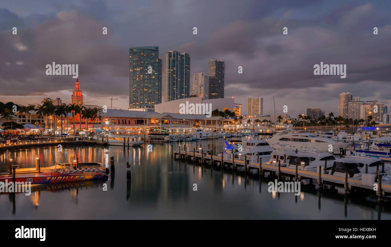 Downtown Miami - Bayside Marina Stock Photo