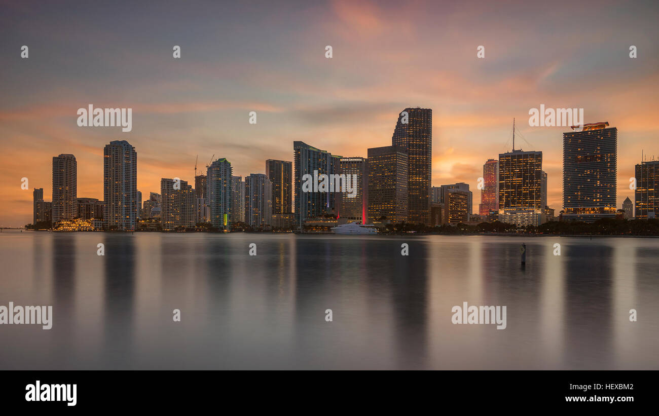 Downtown Miami sunset Stock Photo
