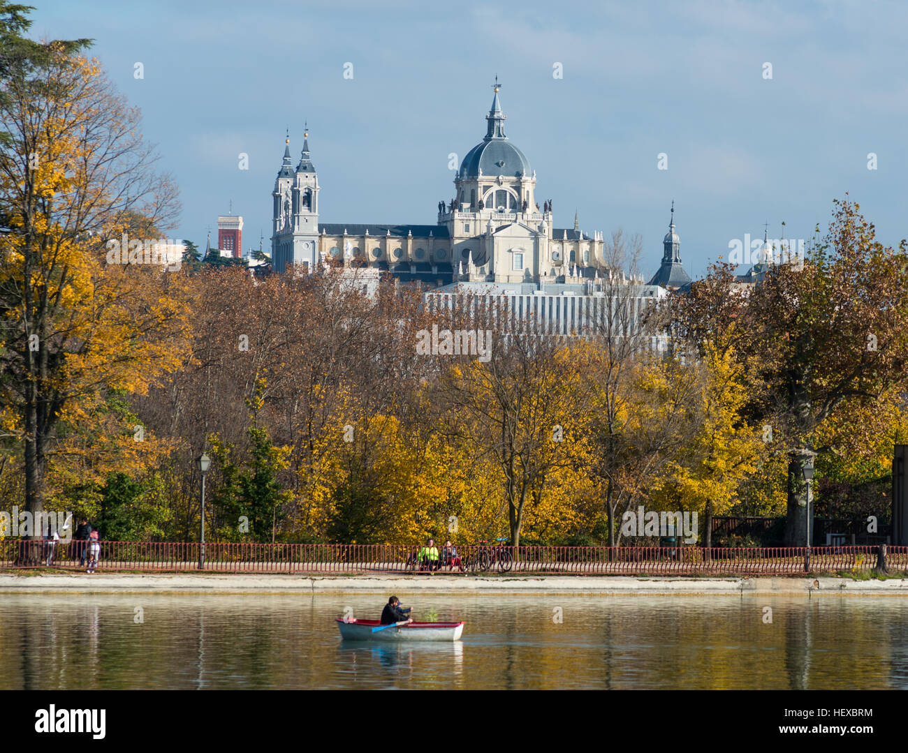 Cathedral from Casa de Campo. Madrid, Spain. Stock Photo