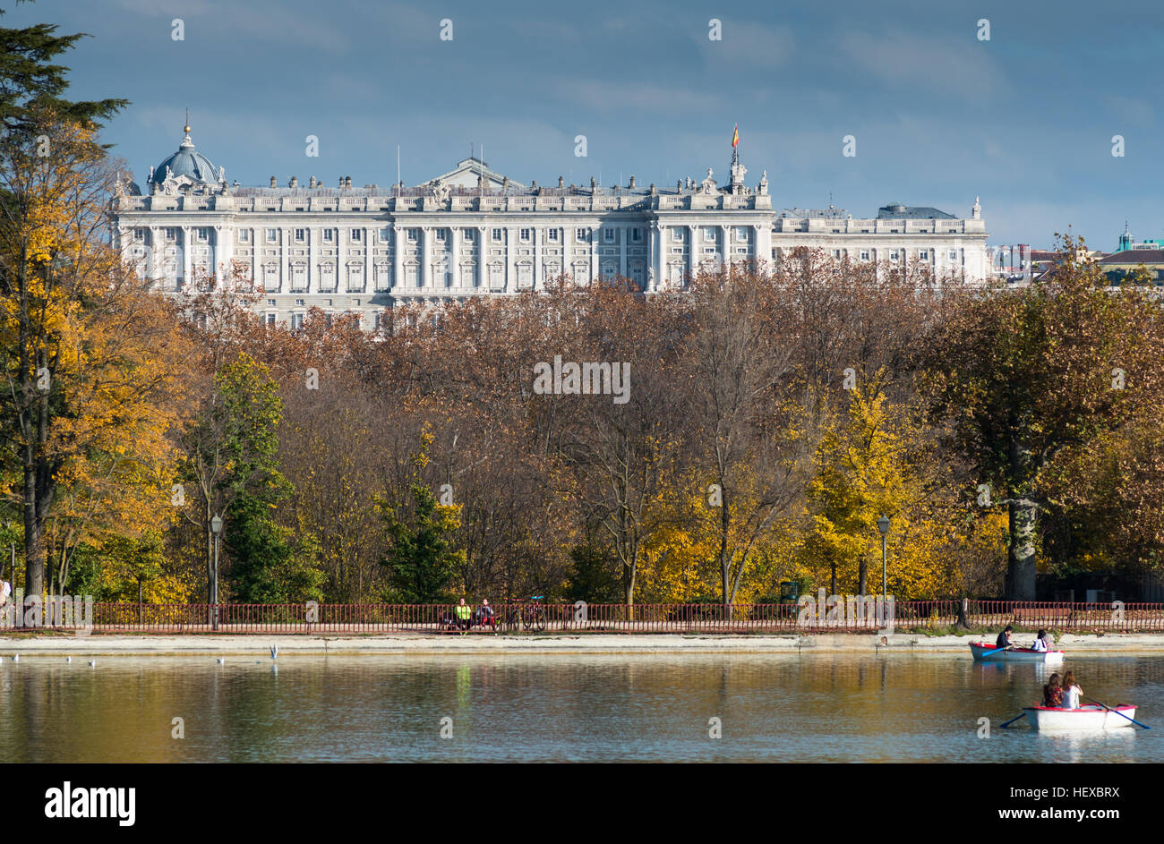 Royal Palace seen from Casa de Campo. Madrid, Spain. Stock Photo