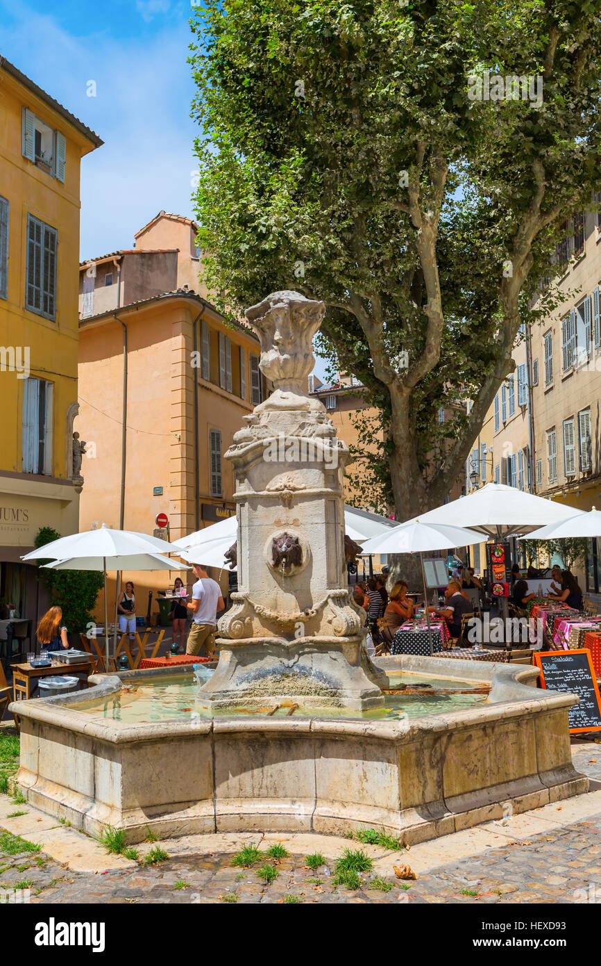 Aix-en-Provence, France - July 27, 2016: historic water fountain on a ...
