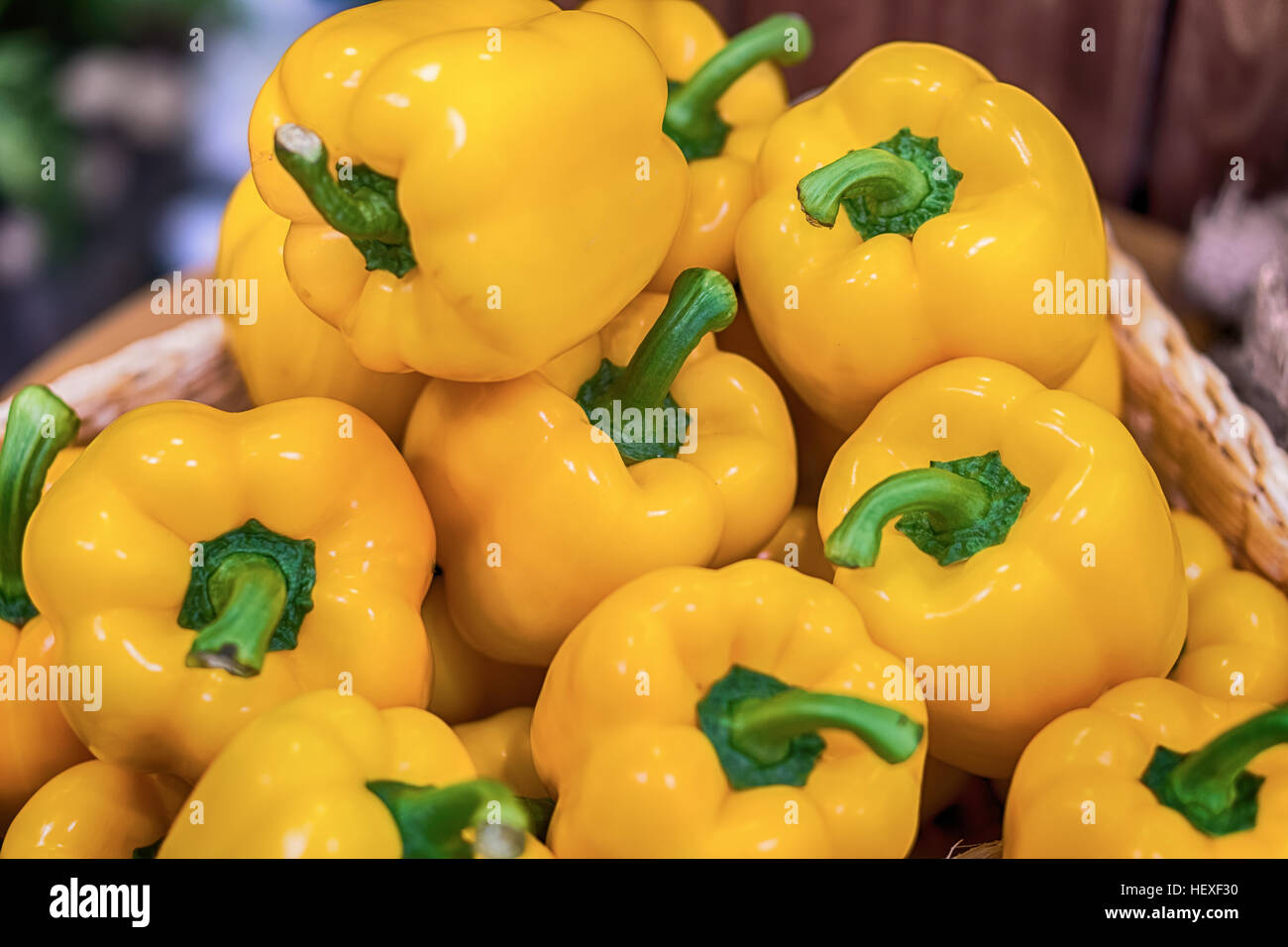 Colorful sweet bell peppers, natural background Stock Photo Alamy