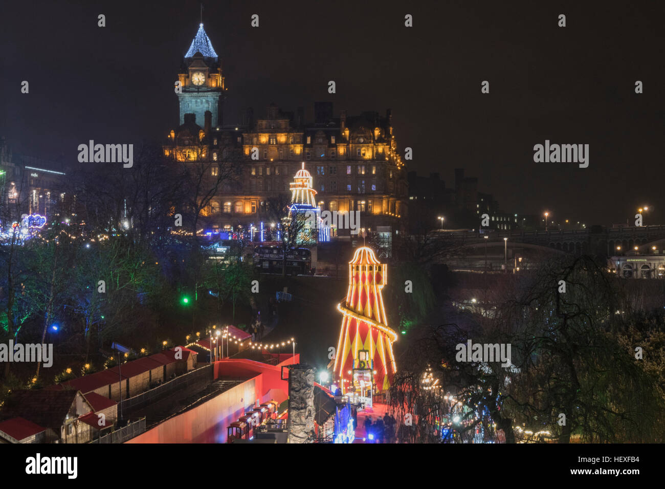 Christmas fun fair princes street edinburgh gardens scotland uk hires