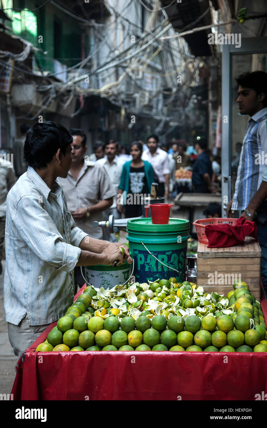 Lime vendor, Old Delhi, India Stock Photo