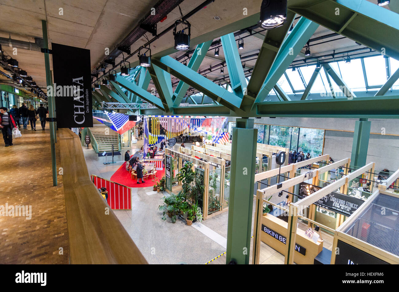 Pop-up stores and shops in Bikini Berlin, shopping mall or concept mall. Budapester Strasse, CHARLOTTENBURG, Berlin, Germany. Christmas 2016 Stock Photo