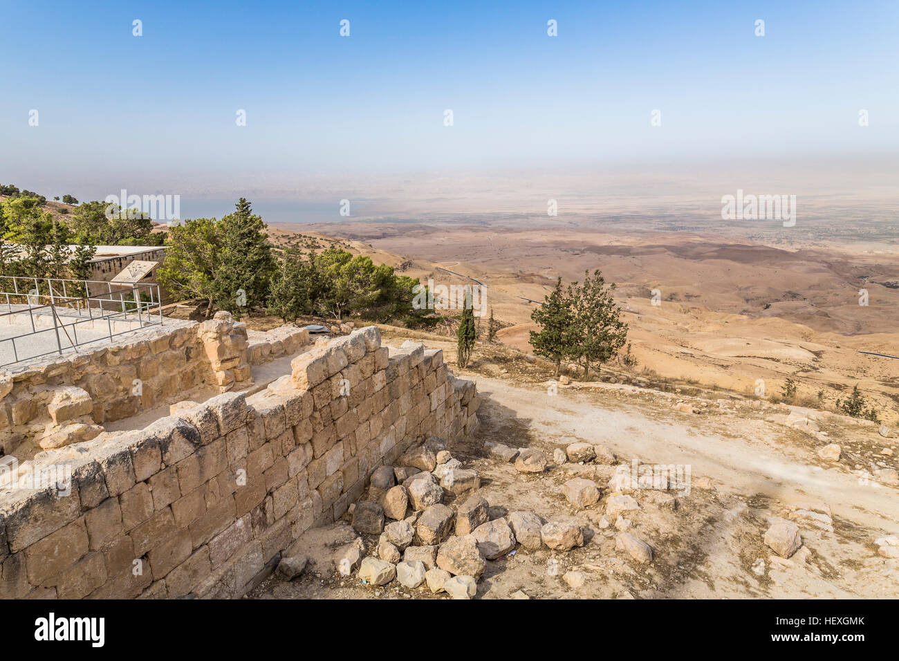 Jordan, Mount Nebo, View towards Jericho and Jordan Valley Stock Photo