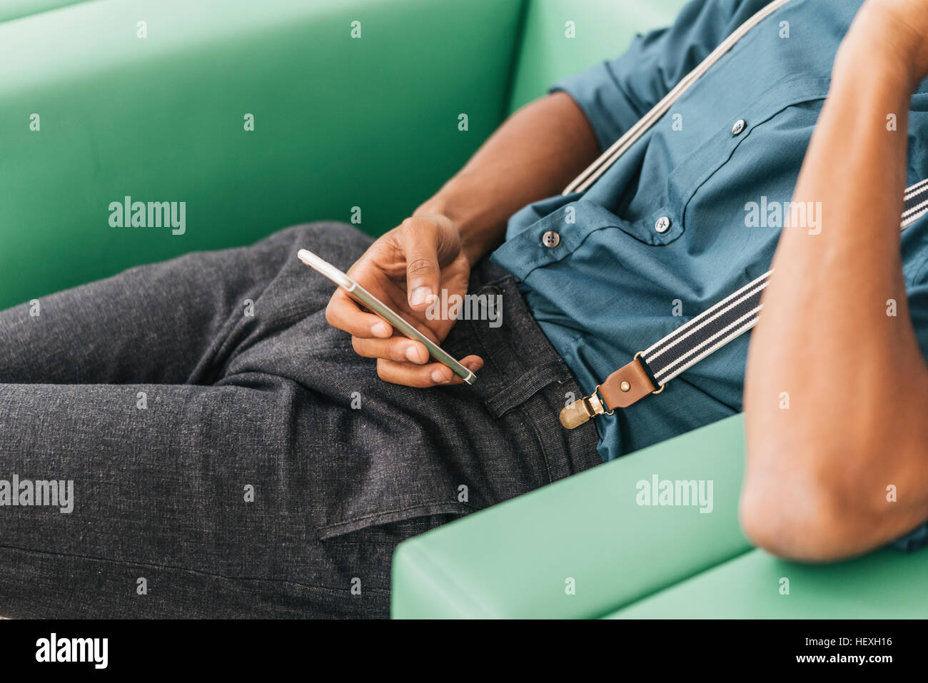 Young man using smart phone Stock Photo