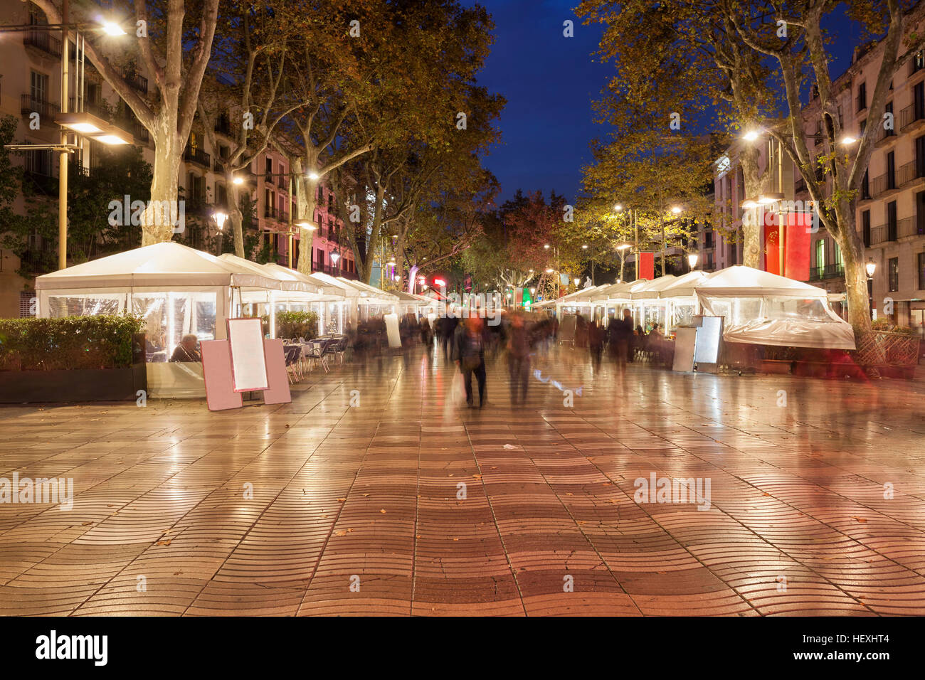 Spain, Barcelona, La Rambla at night Stock Photo - Alamy
