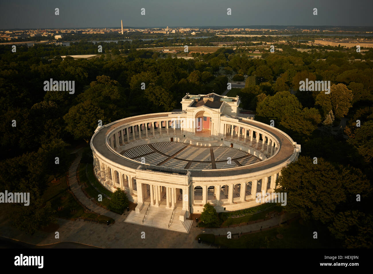 USA, Virginia, Aerial photograph of the Arlington National Cemetery Theater Stock Photo