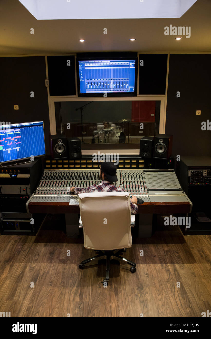 Man working in the control room of a recording studio Stock Photo - Alamy