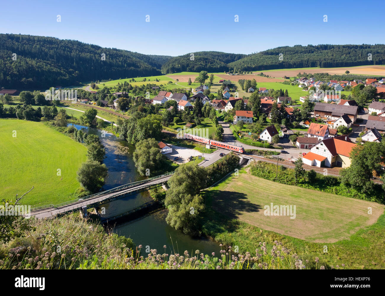 Germany, Baden-Wuerttemberg, Gutenstein and Danube River Stock Photo