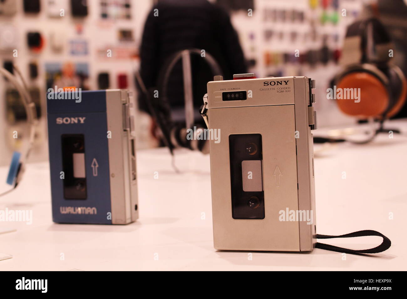 The first Sony Walkman cassette player and the earlier Pressman at