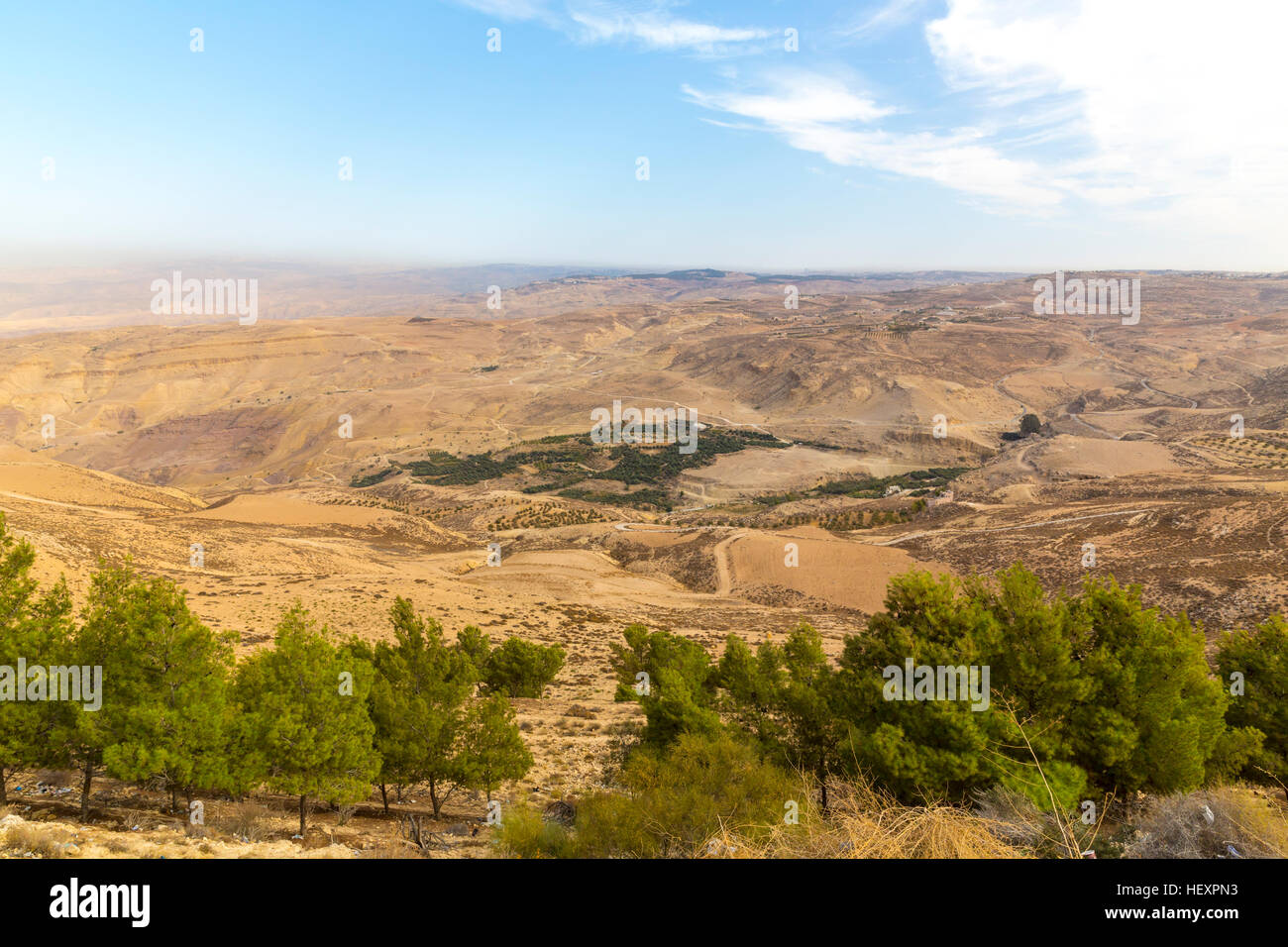 Jordan, Madaba Province, view from Mount Nebo to Jordan Valley Stock Photo
