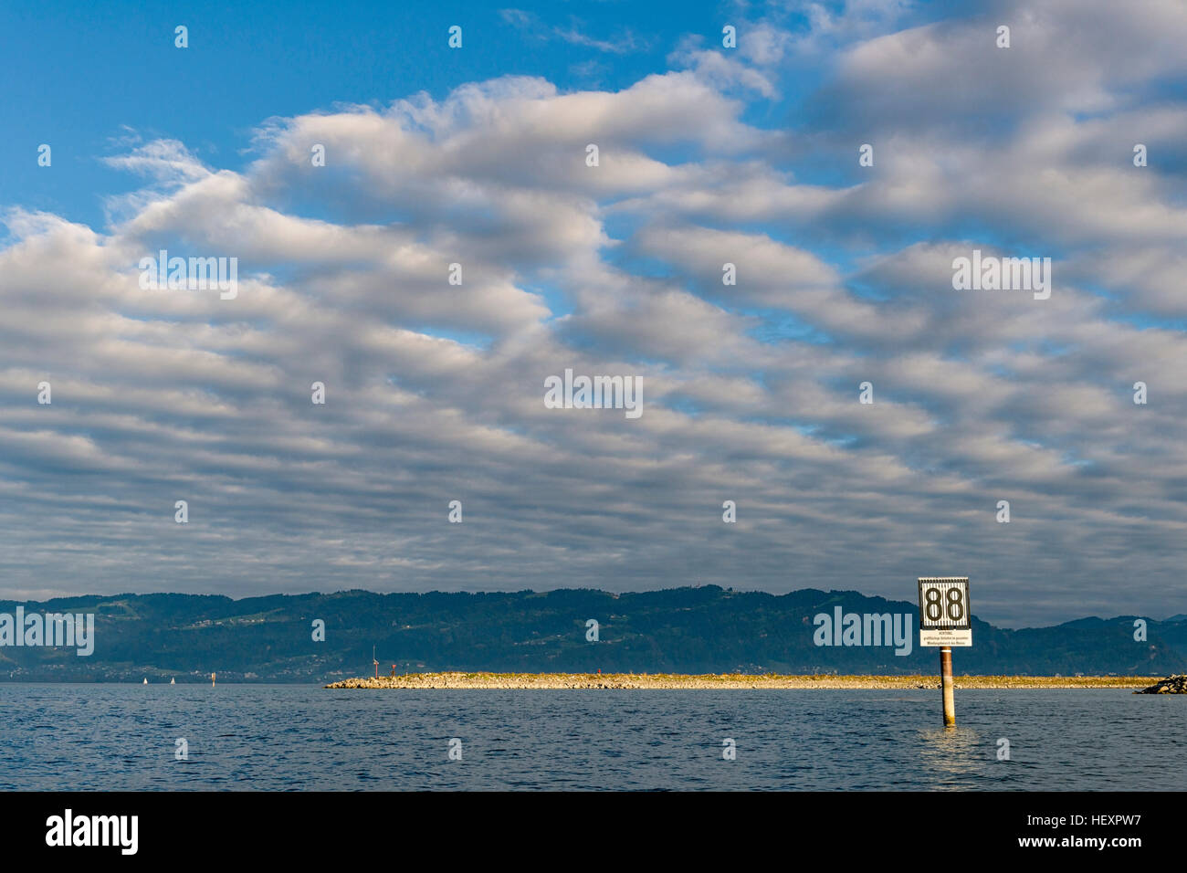 Austria, Bregenz, sea mark on Lake Constance Stock Photo
