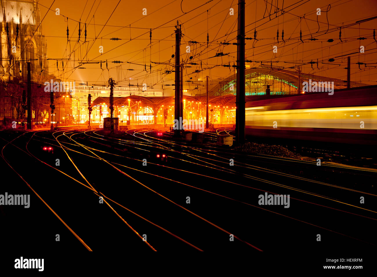 Germany, Cologne, Central station at night Stock Photo Alamy Germany, Cologne, Central station at night Stock Photo Alamy