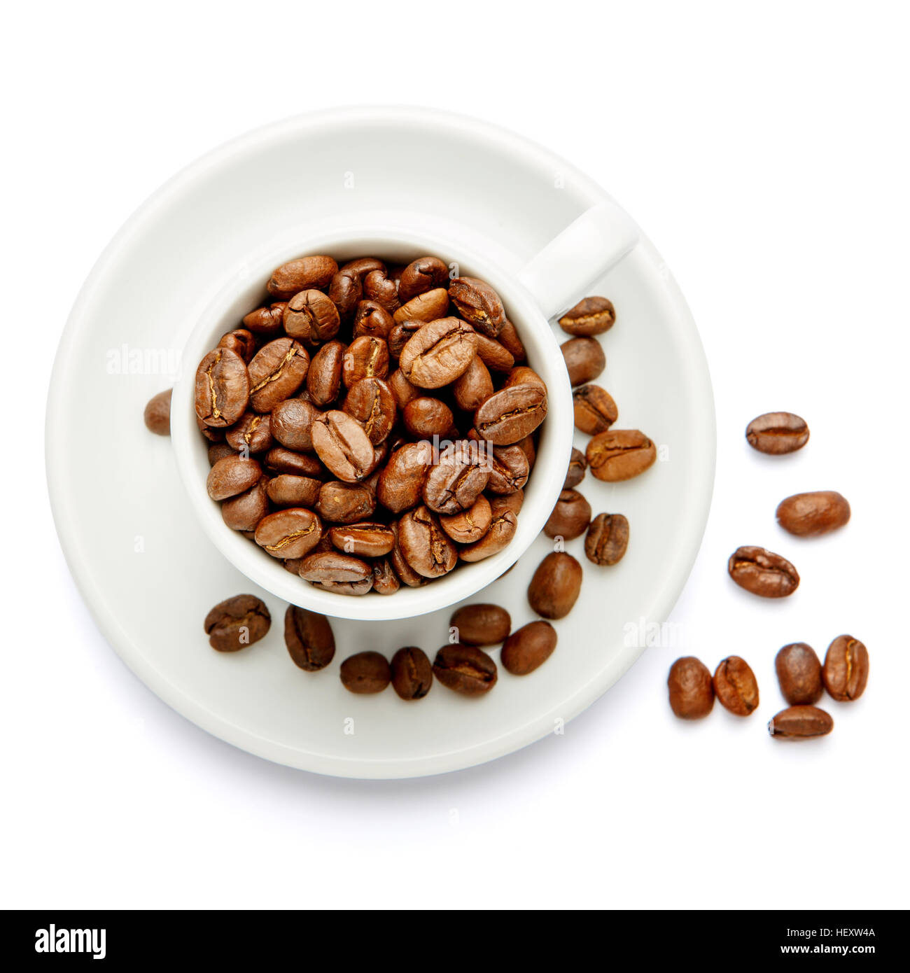 cup of coffee beans on white background Stock Photo - Alamy