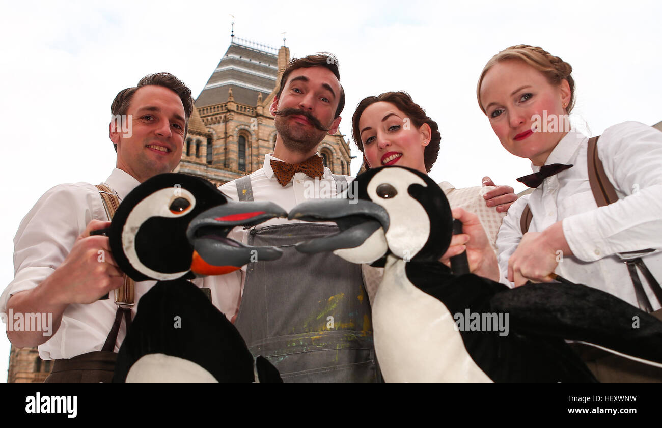 The cast of Mr. Popper's Penguins prepare for their West End debut by  getting their skates on at The Natural History Museum Ice Rink. The show is  on at the Criterion Theatre